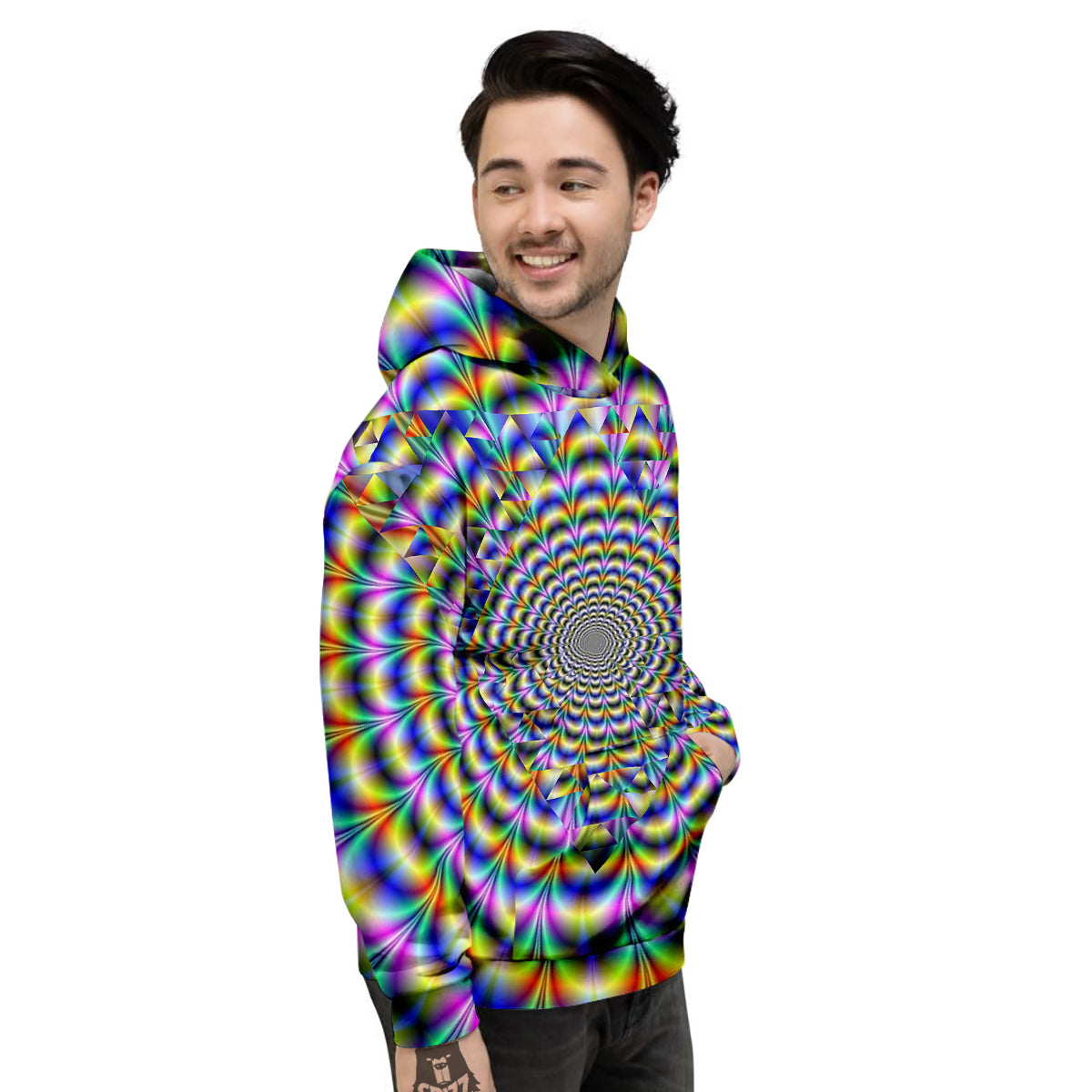 Colorful Psychedelic And Triangle Print Men's Hoodie-grizzshop