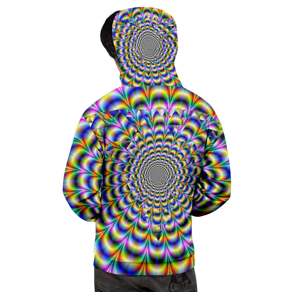 Colorful Psychedelic And Triangle Print Men's Hoodie-grizzshop