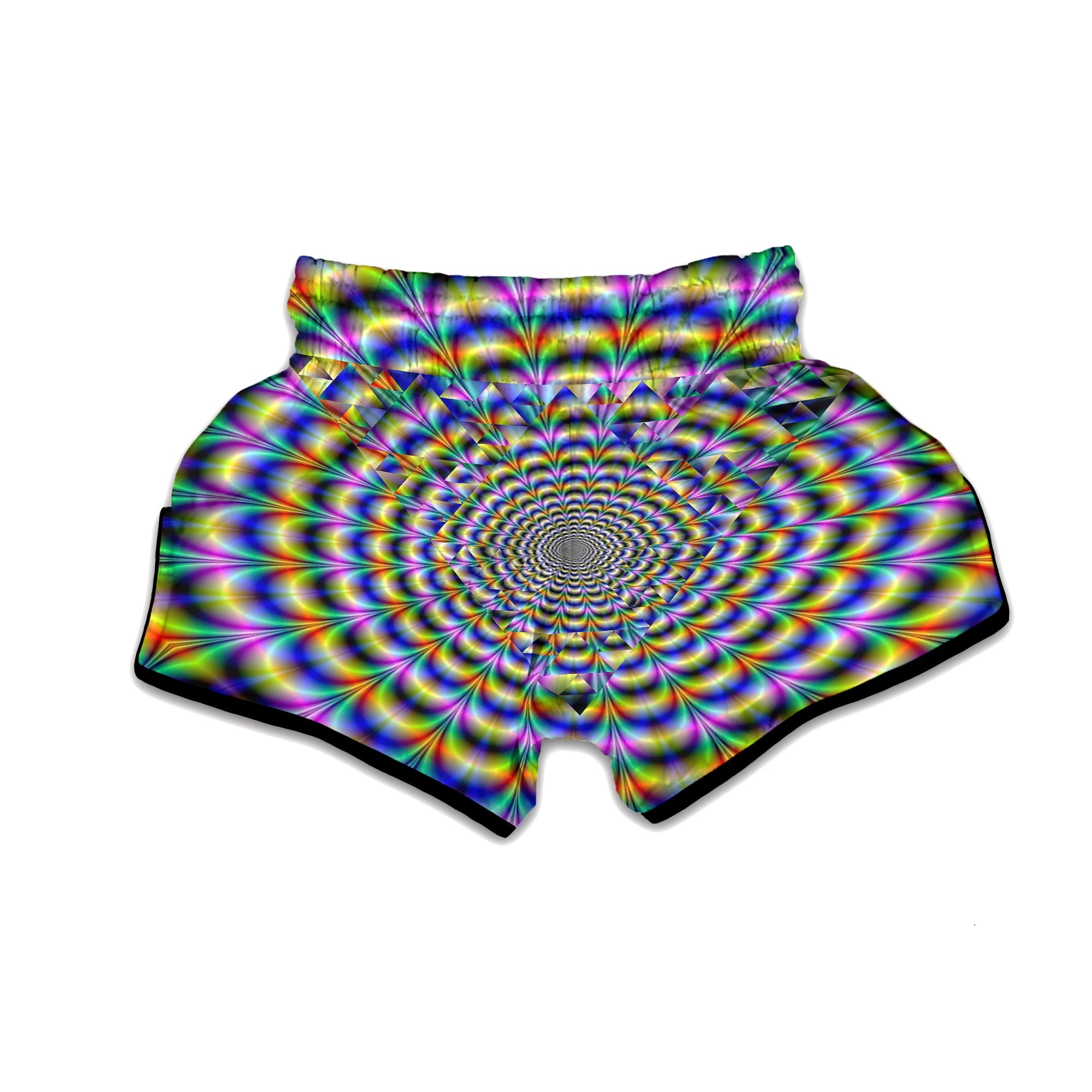 Colorful Psychedelic And Triangle Print Muay Thai Boxing Shorts-grizzshop