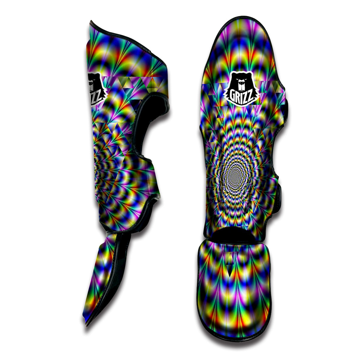 Colorful Psychedelic And Triangle Print Muay Thai Shin Guards-grizzshop