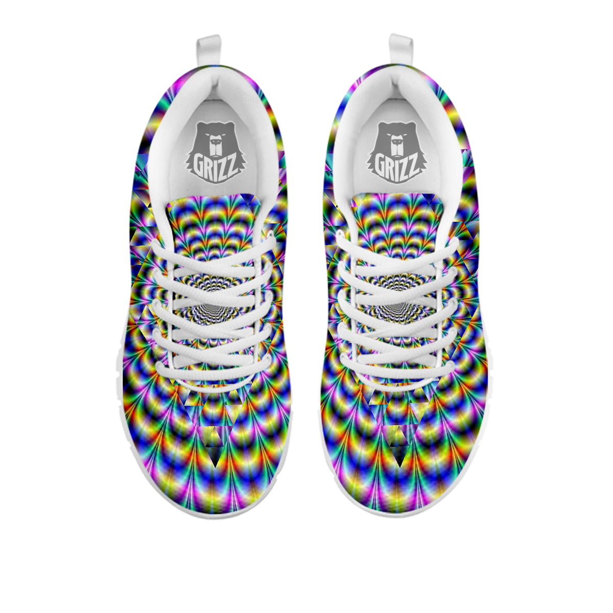 Colorful Psychedelic And Triangle Print White Sneaker-grizzshop