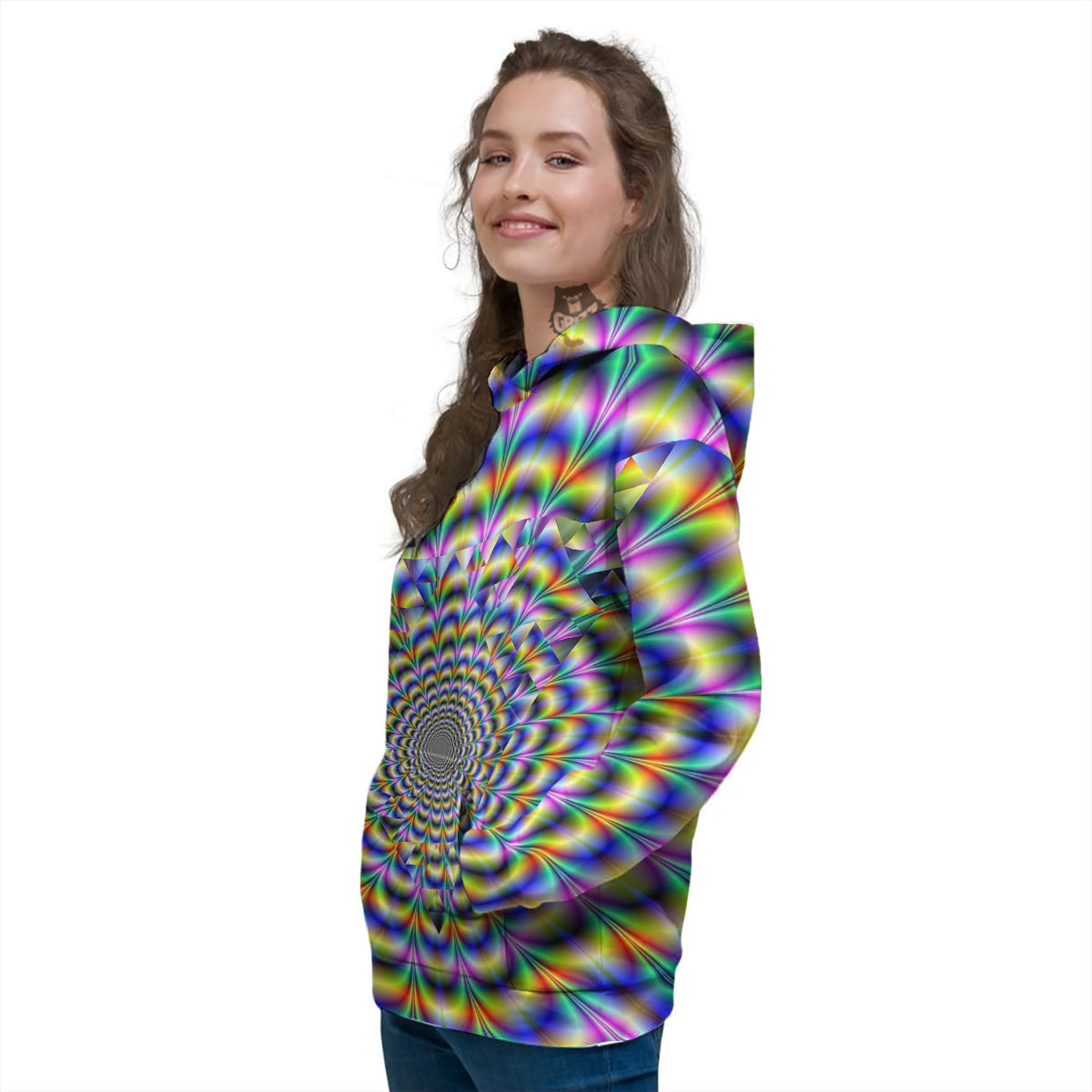 Colorful Psychedelic And Triangle Print Women's Hoodie-grizzshop