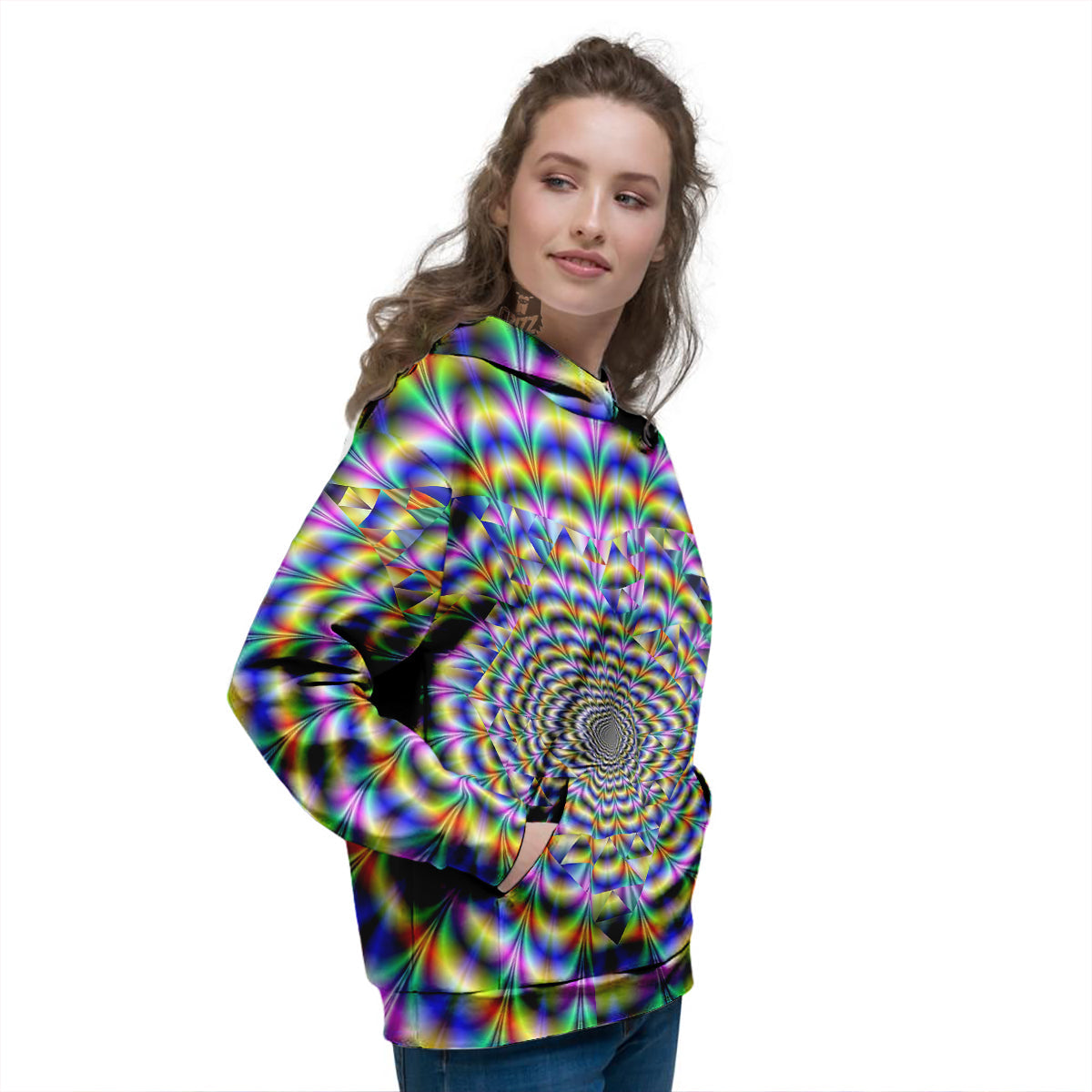 Colorful Psychedelic And Triangle Print Women's Hoodie-grizzshop