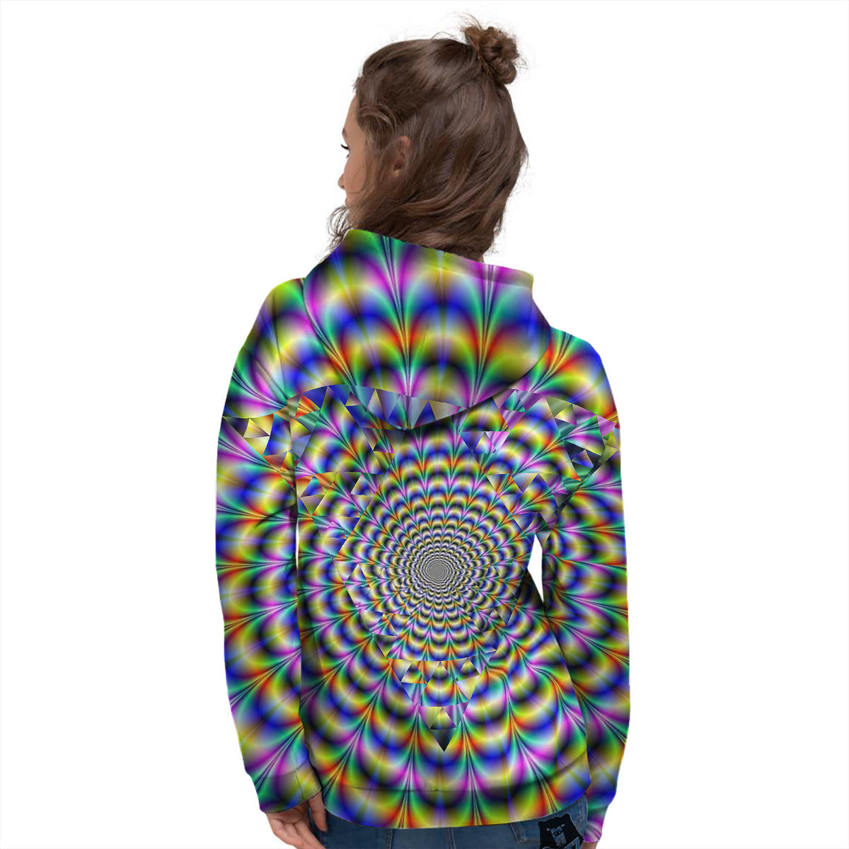 Colorful Psychedelic And Triangle Print Women's Hoodie-grizzshop