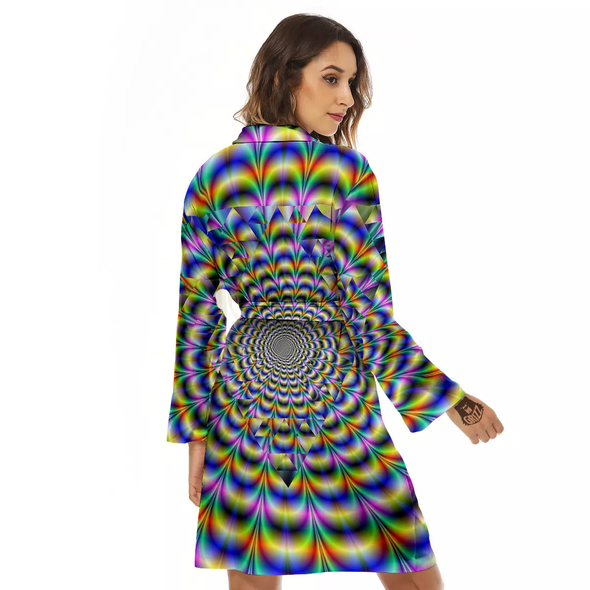 Colorful Psychedelic And Triangle Print Women's Robe-grizzshop