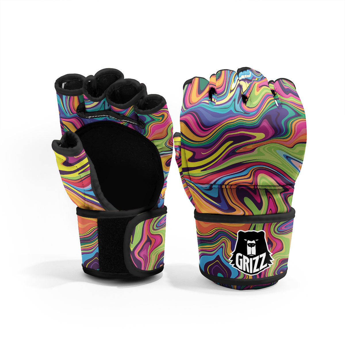 Colorful Psychedelic Print MMA Gloves-grizzshop