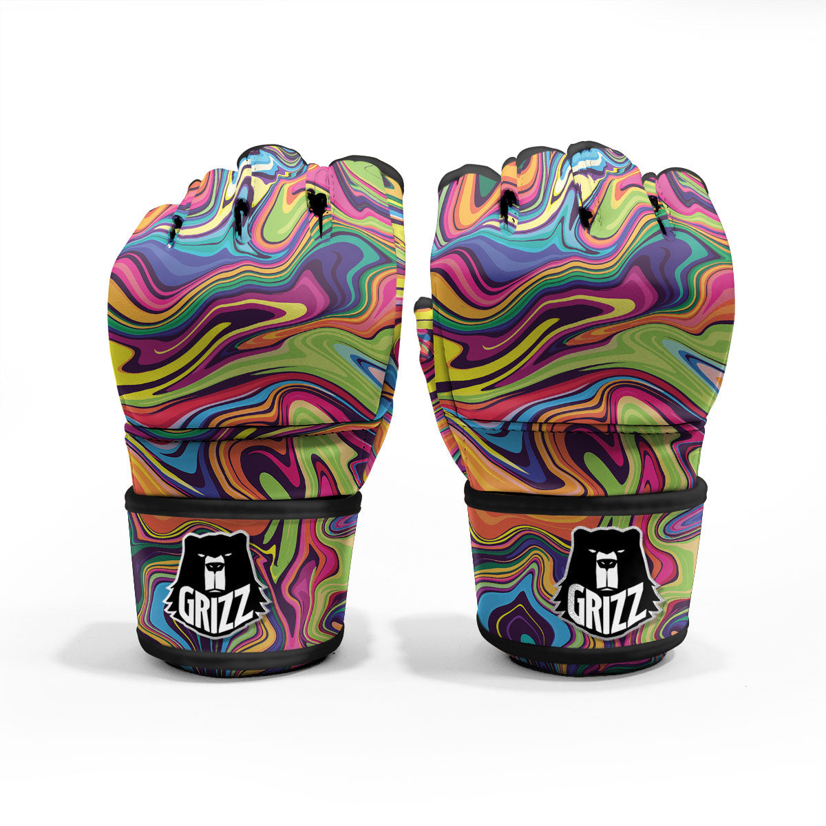Colorful Psychedelic Print MMA Gloves-grizzshop