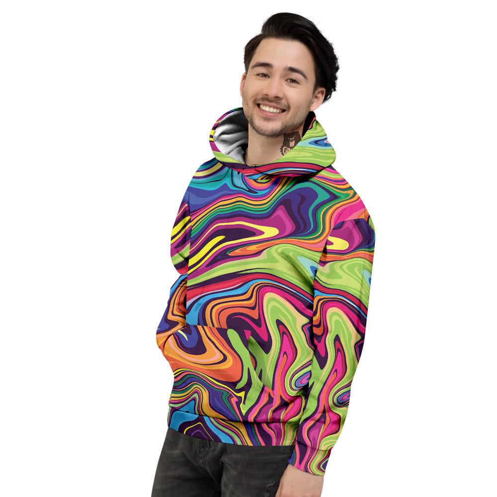 Colorful Psychedelic Print Men's Hoodie-grizzshop