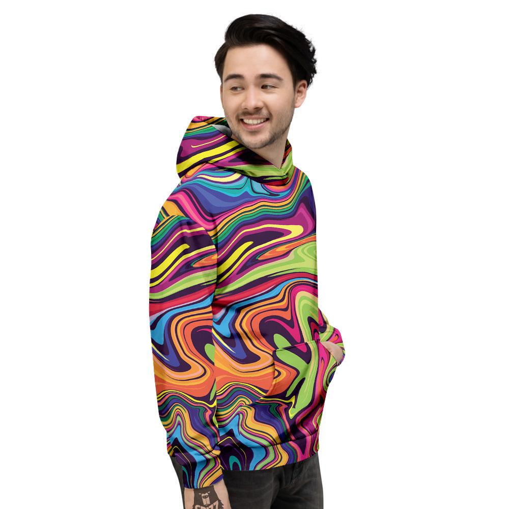 Colorful Psychedelic Print Men's Hoodie-grizzshop