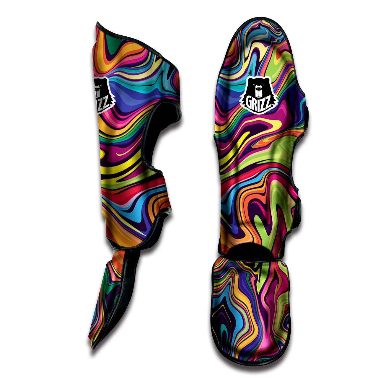 Colorful Psychedelic Print Muay Thai Shin Guards-grizzshop