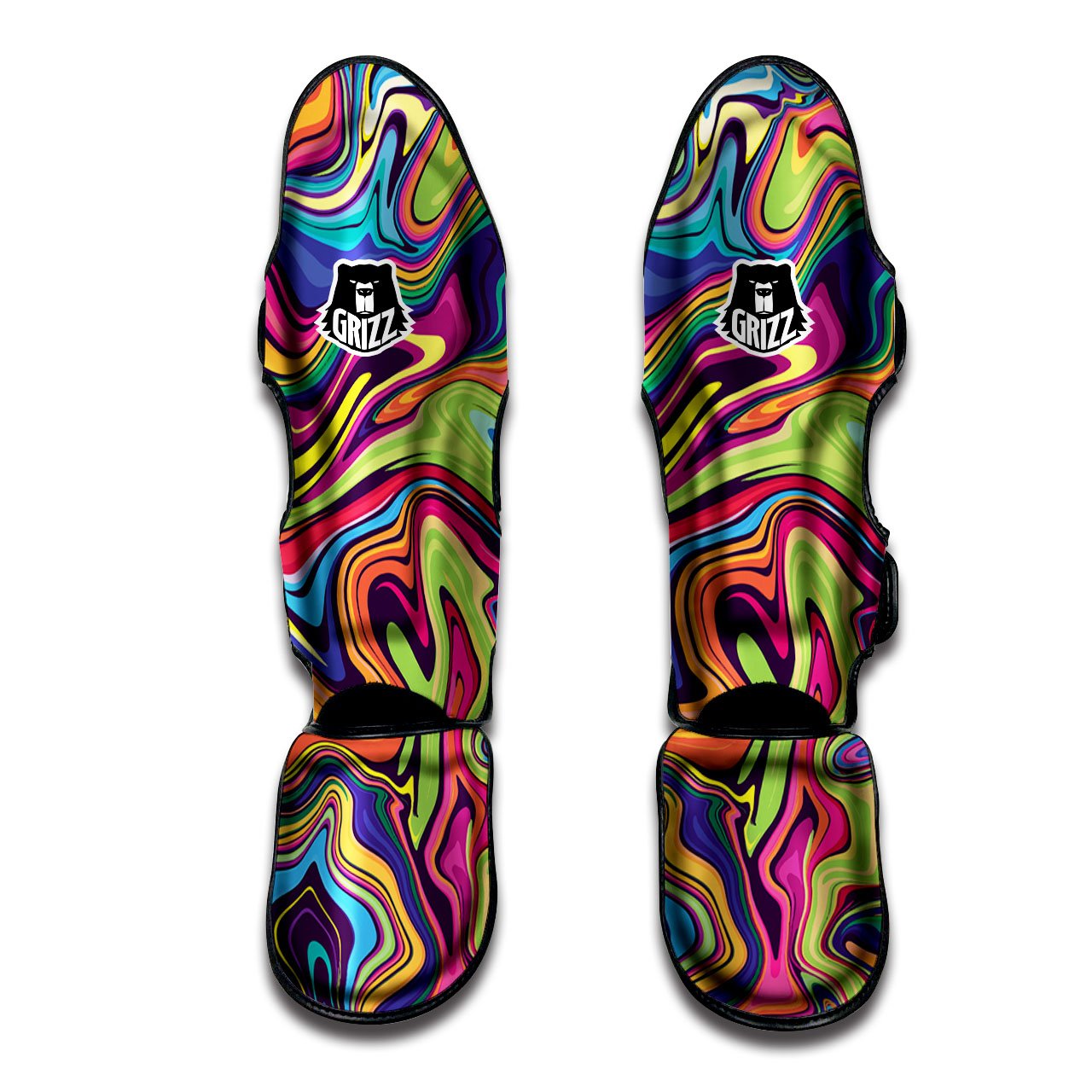 Colorful Psychedelic Print Muay Thai Shin Guards-grizzshop