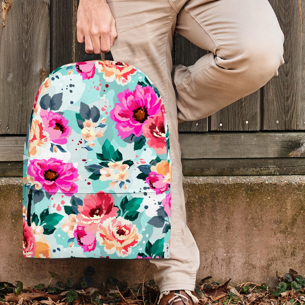 Colorful Rose Floral Backpack-grizzshop