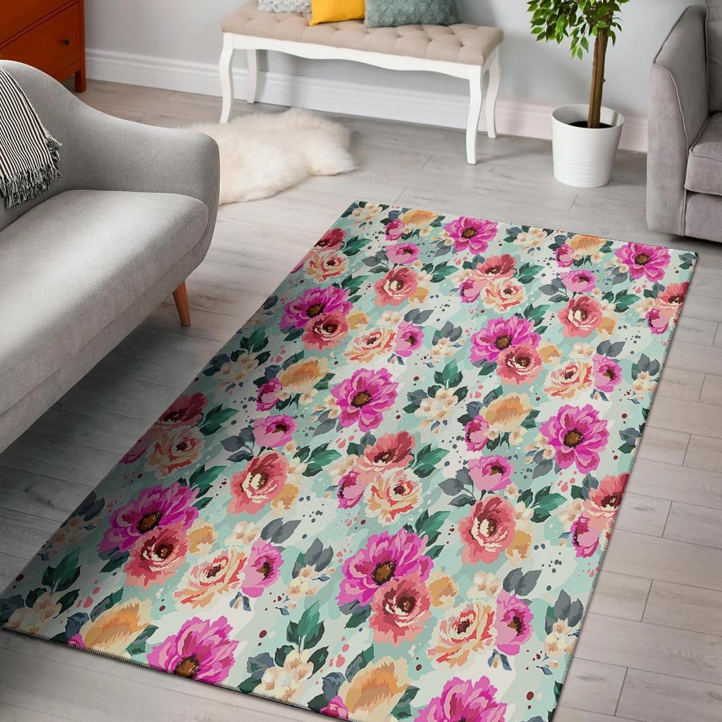Colorful Rose Floral Floor Mat-grizzshop