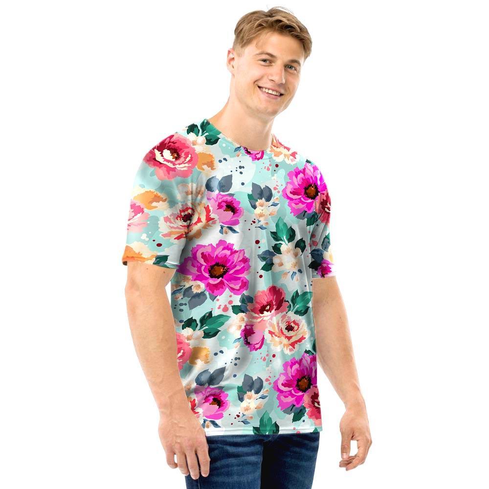 Colorful Rose Floral Men T Shirt-grizzshop