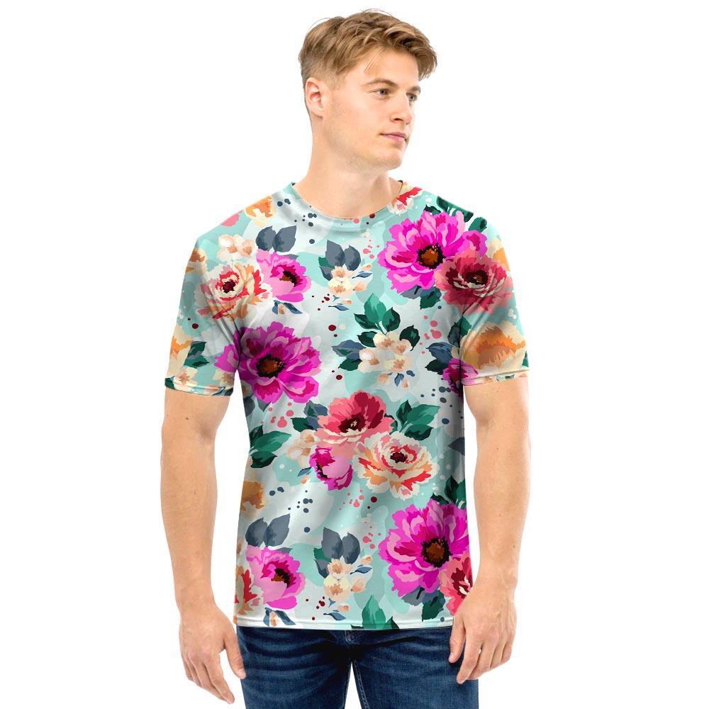 Colorful Rose Floral Men T Shirt-grizzshop