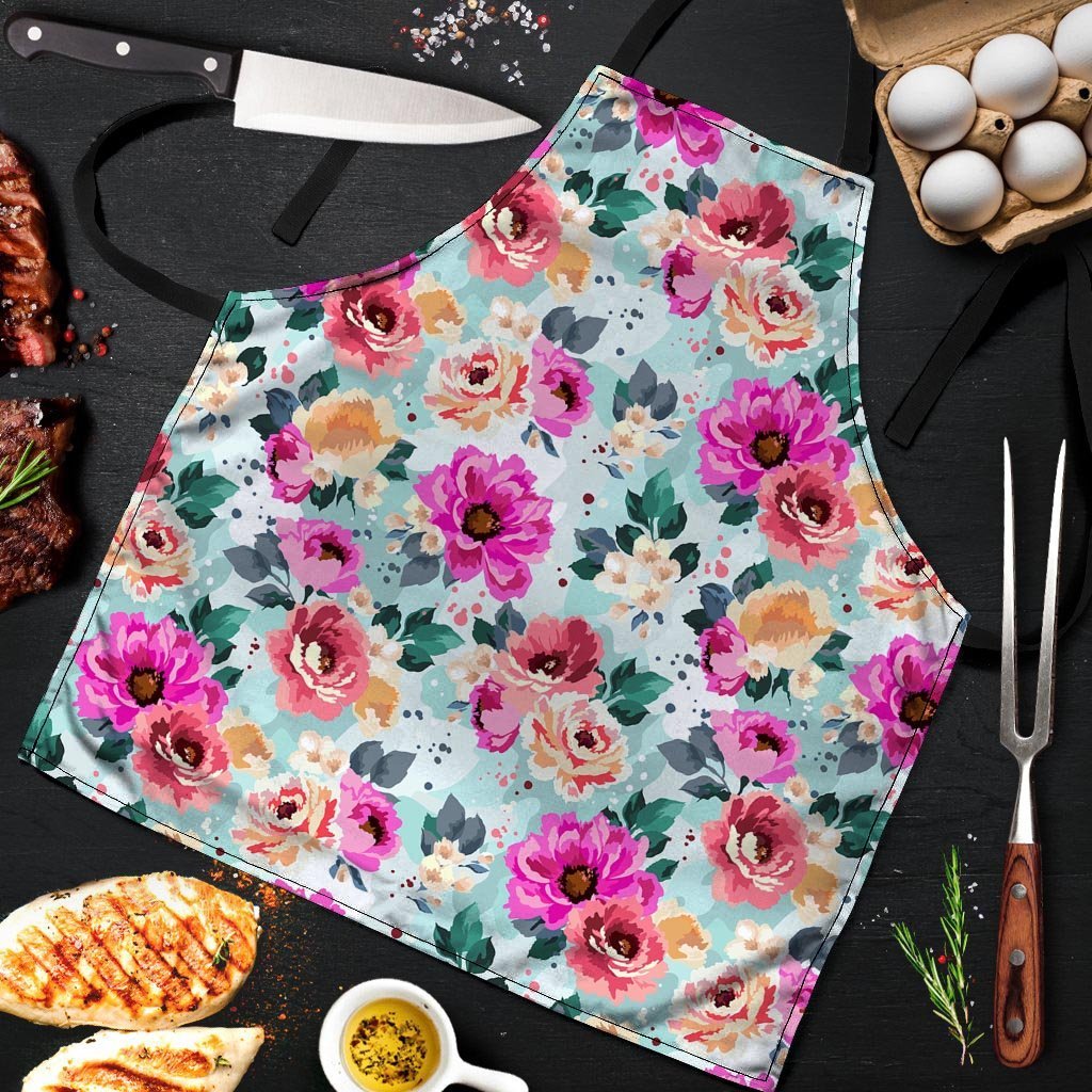 Colorful Rose Floral Men's Apron-grizzshop