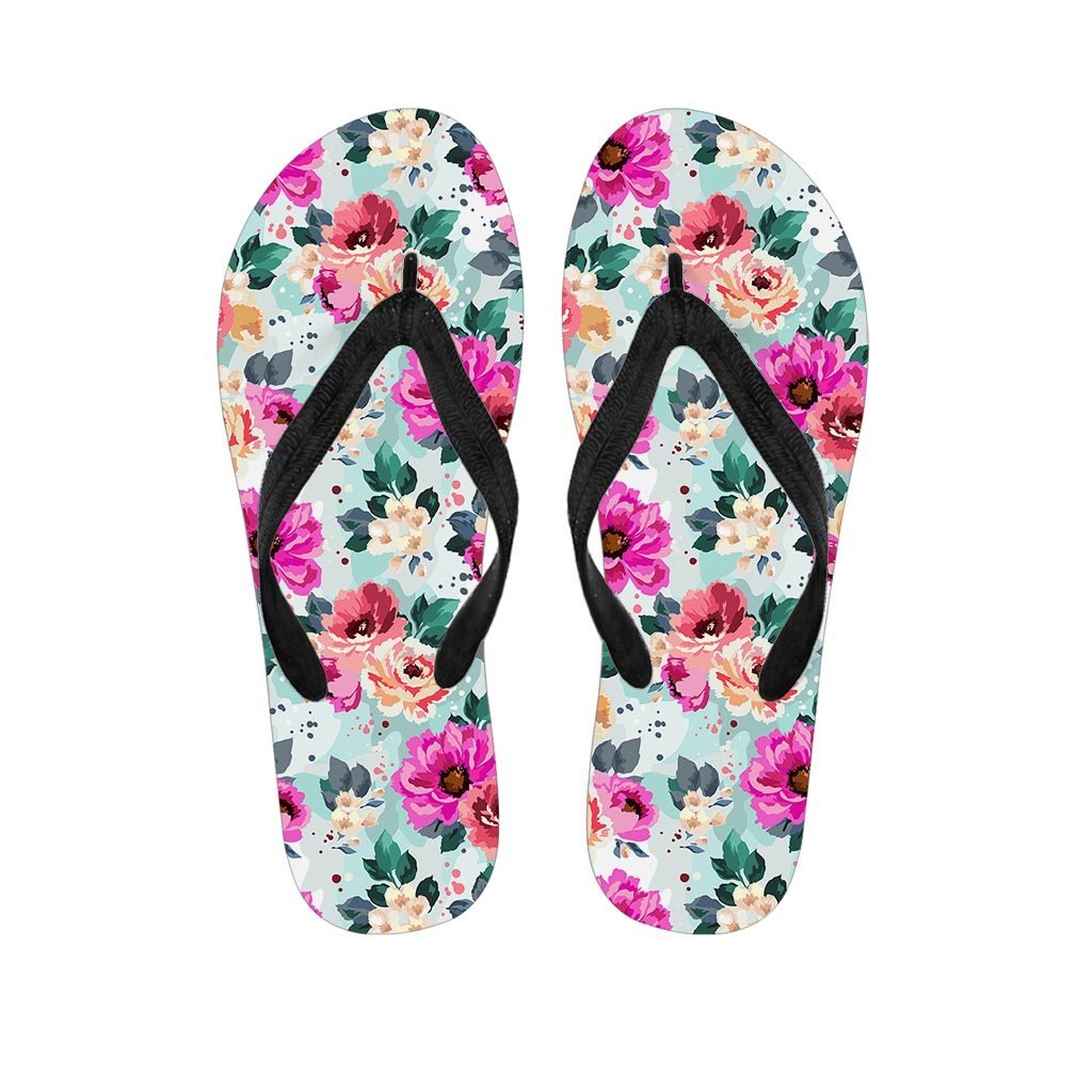 Colorful Rose Floral Men's Flip Flops-grizzshop