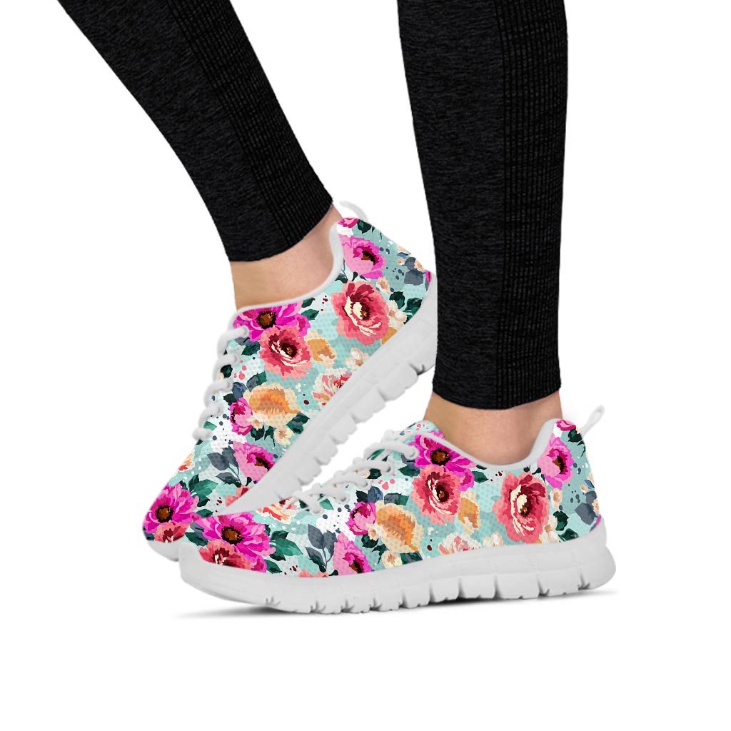 Colorful Rose Floral Women's Sneakers-grizzshop