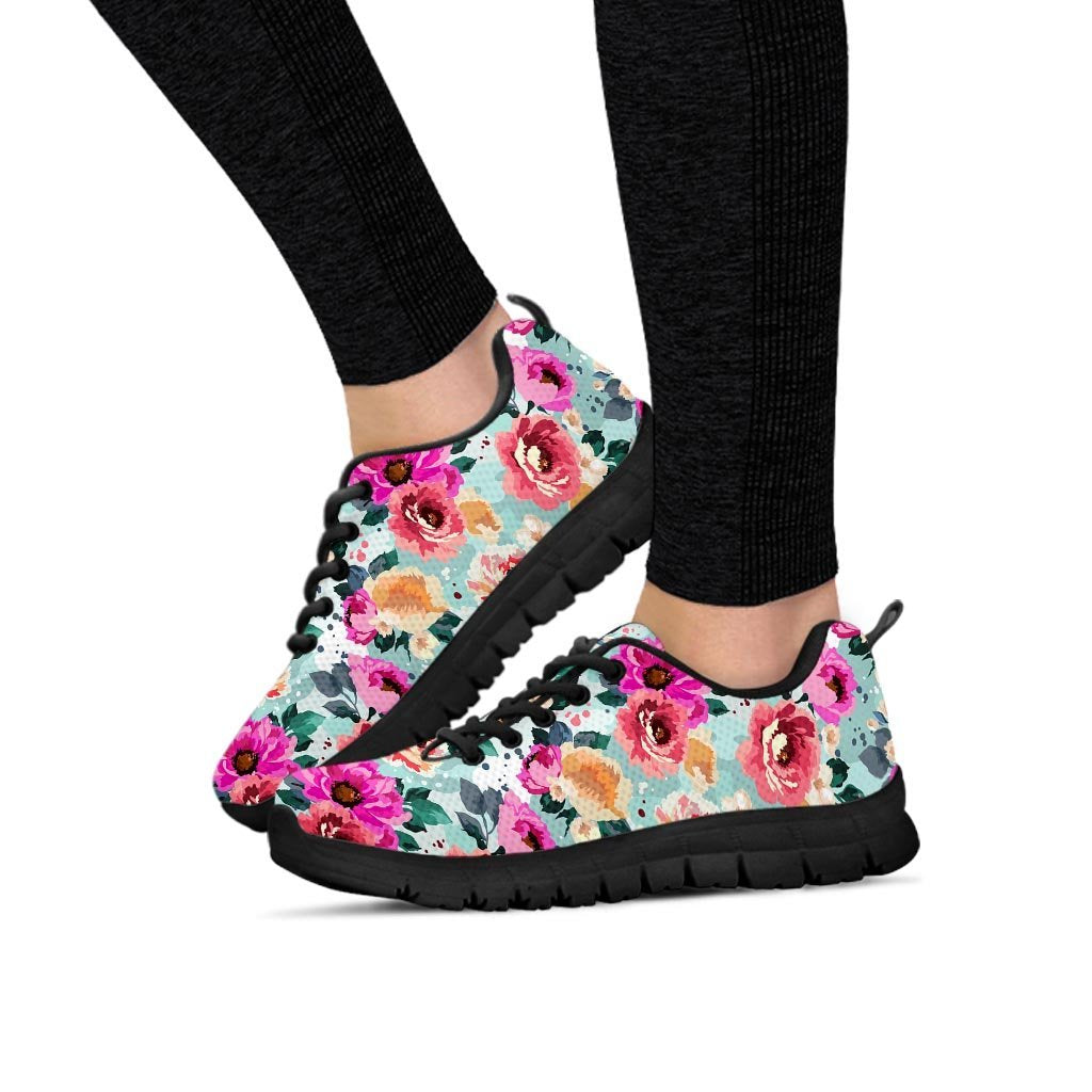 Colorful Rose Floral Women's Sneakers-grizzshop