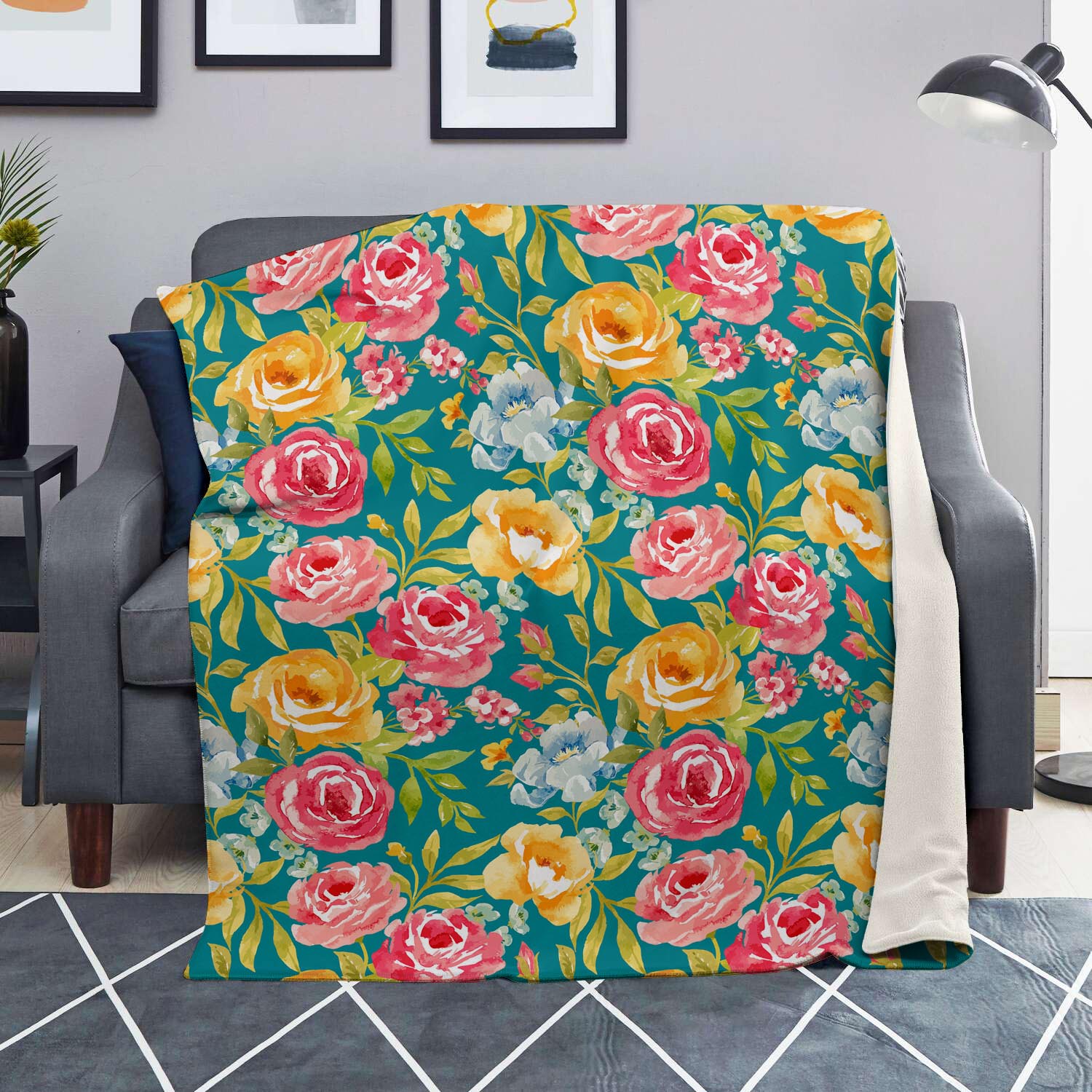 Colorful Rose Flower Blanket-grizzshop