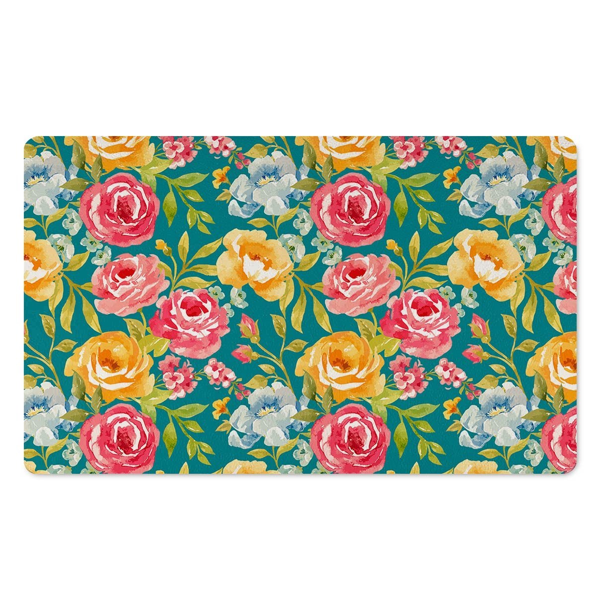 Colorful Rose Flower Door Mat-grizzshop