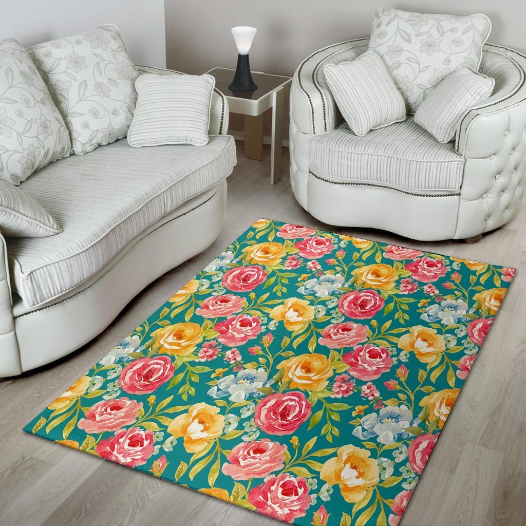 Colorful Rose Flower Floor Mat-grizzshop