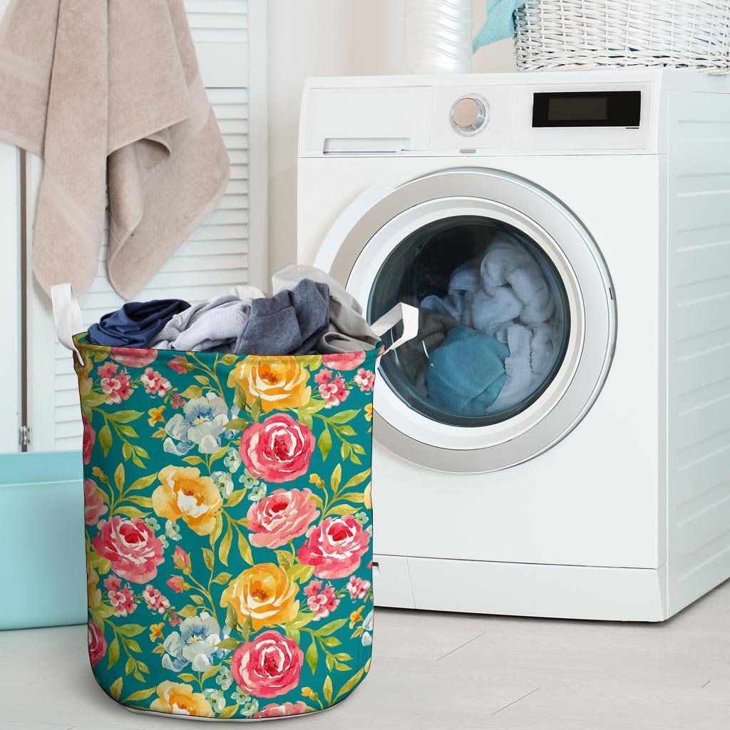 Colorful Rose Flower Laundry Basket-grizzshop