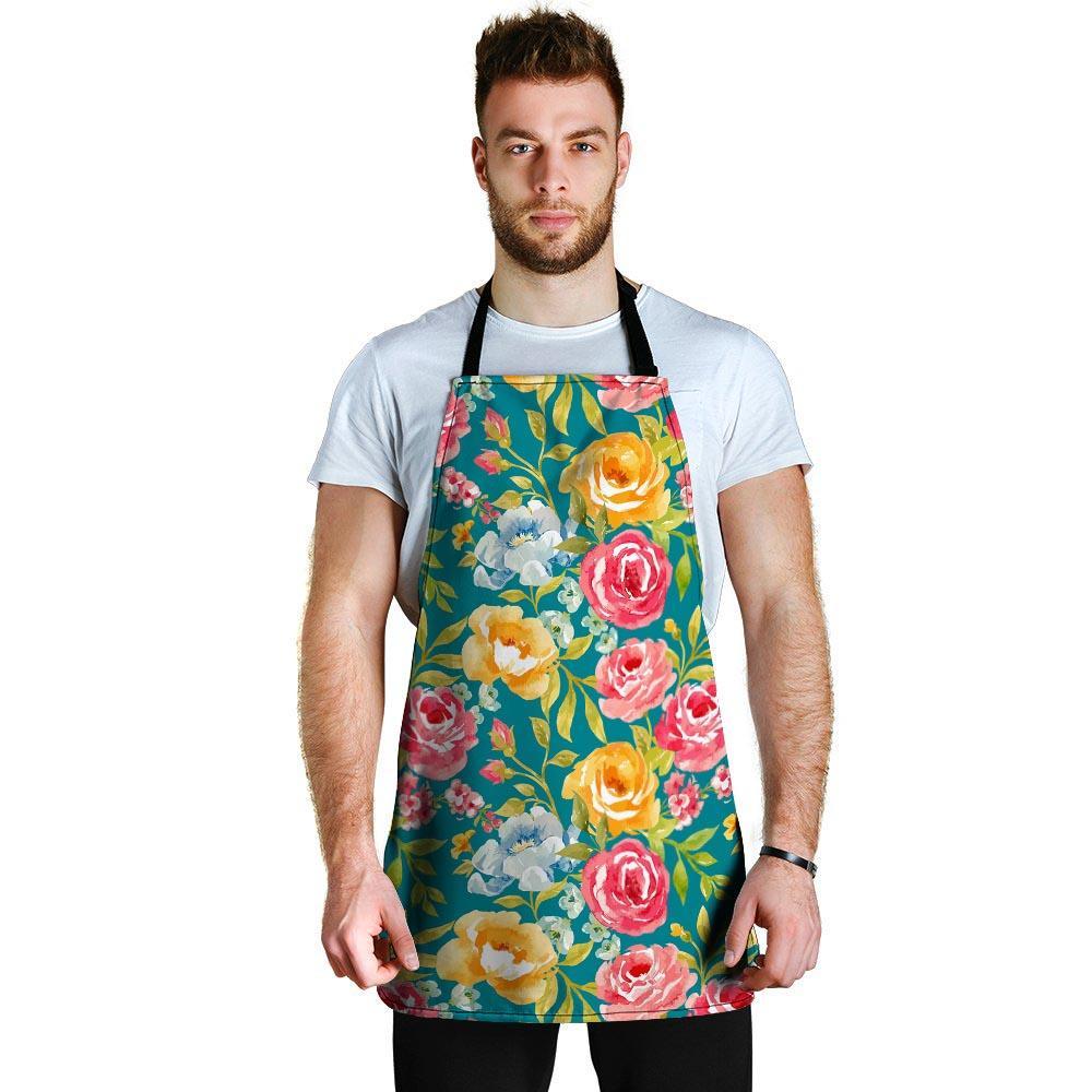 Colorful Rose Flower Men's Apron-grizzshop