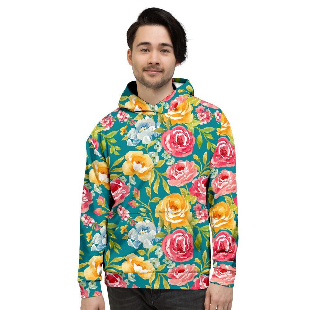 Colorful Rose Flower Men's Hoodie-grizzshop
