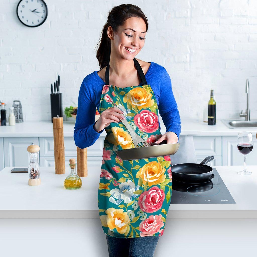 Colorful Rose Flower Women's Apron-grizzshop
