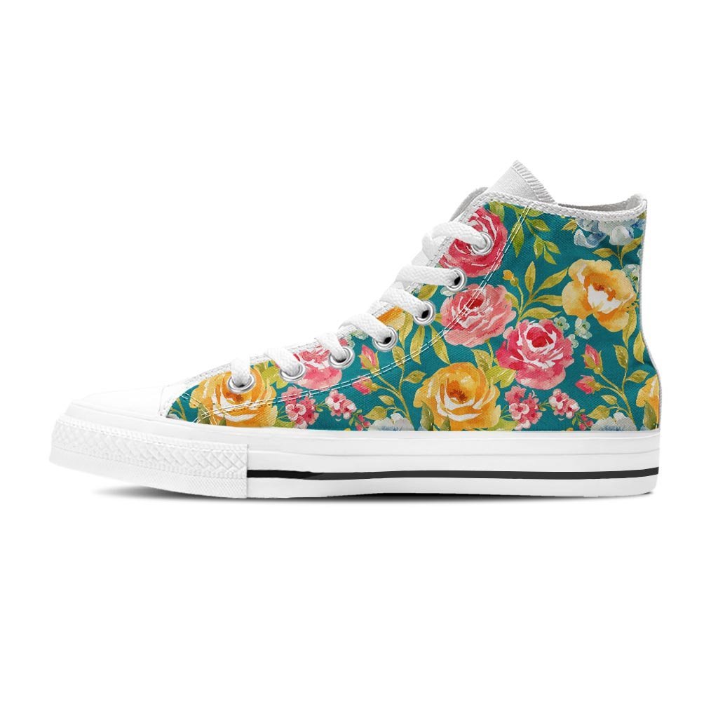 Colorful Rose Flower Women's High Top Shoes-grizzshop