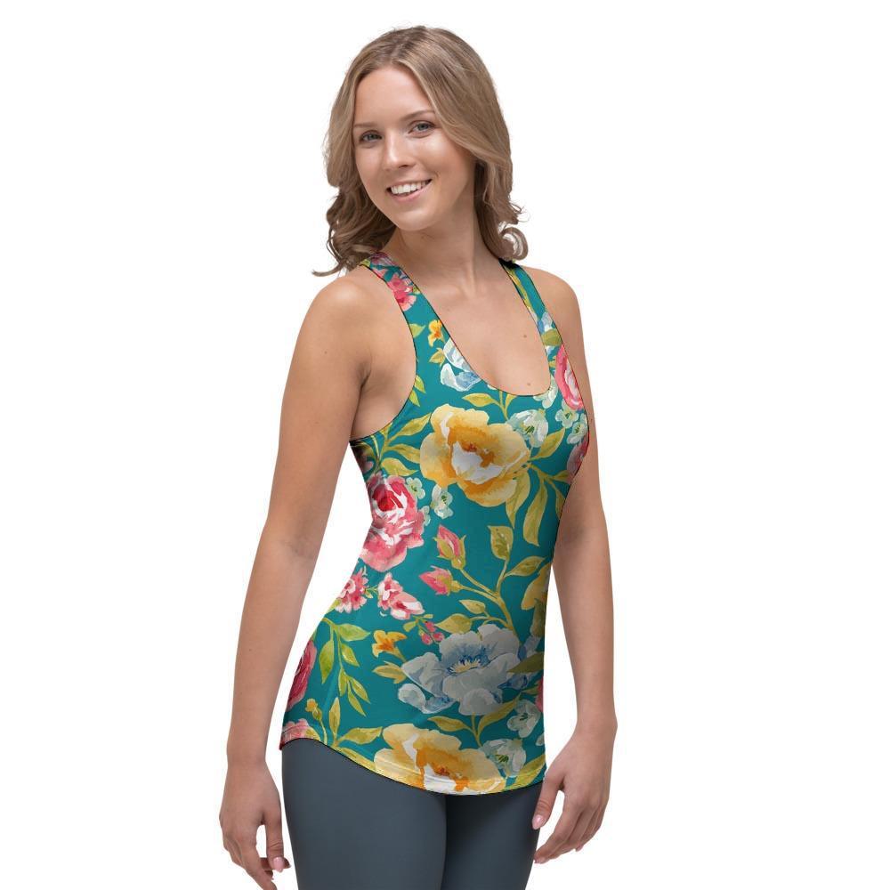 Colorful Rose Flower Women's Racerback Tank Top-grizzshop