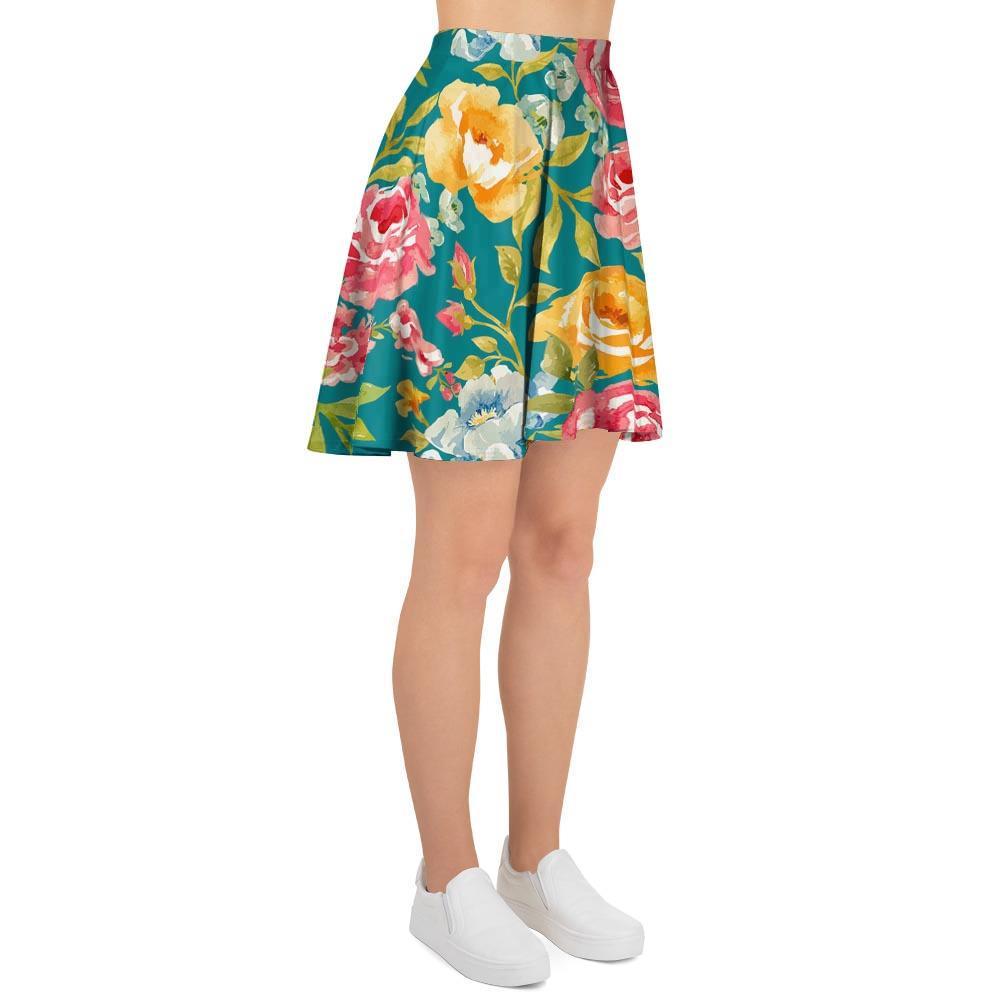 Colorful Rose Flower Women's Skirt-grizzshop
