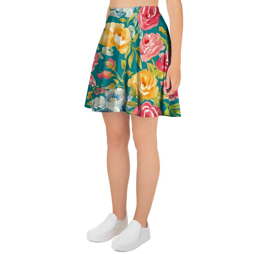 Colorful Rose Flower Women's Skirt-grizzshop