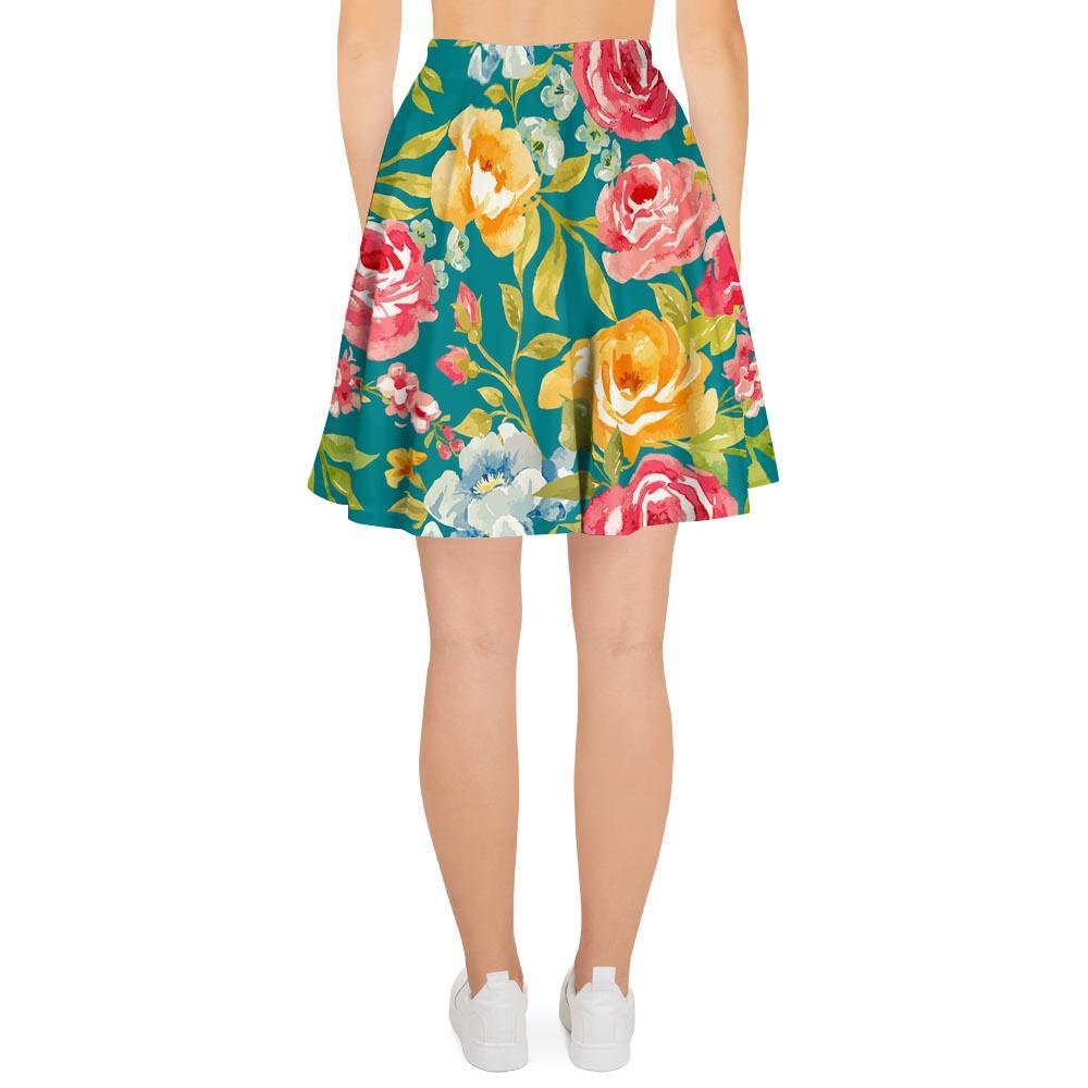 Colorful Rose Flower Women's Skirt-grizzshop