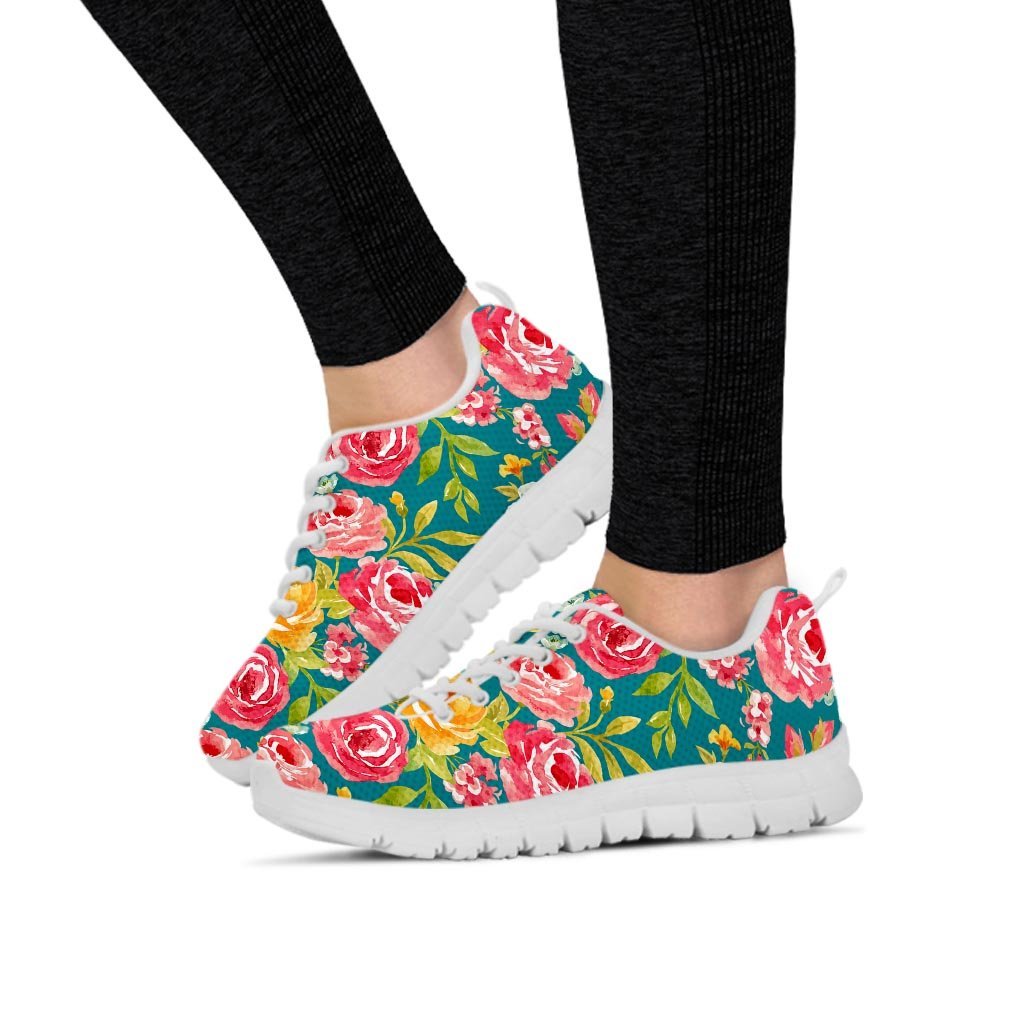 Colorful Rose Flower Women's Sneakers-grizzshop