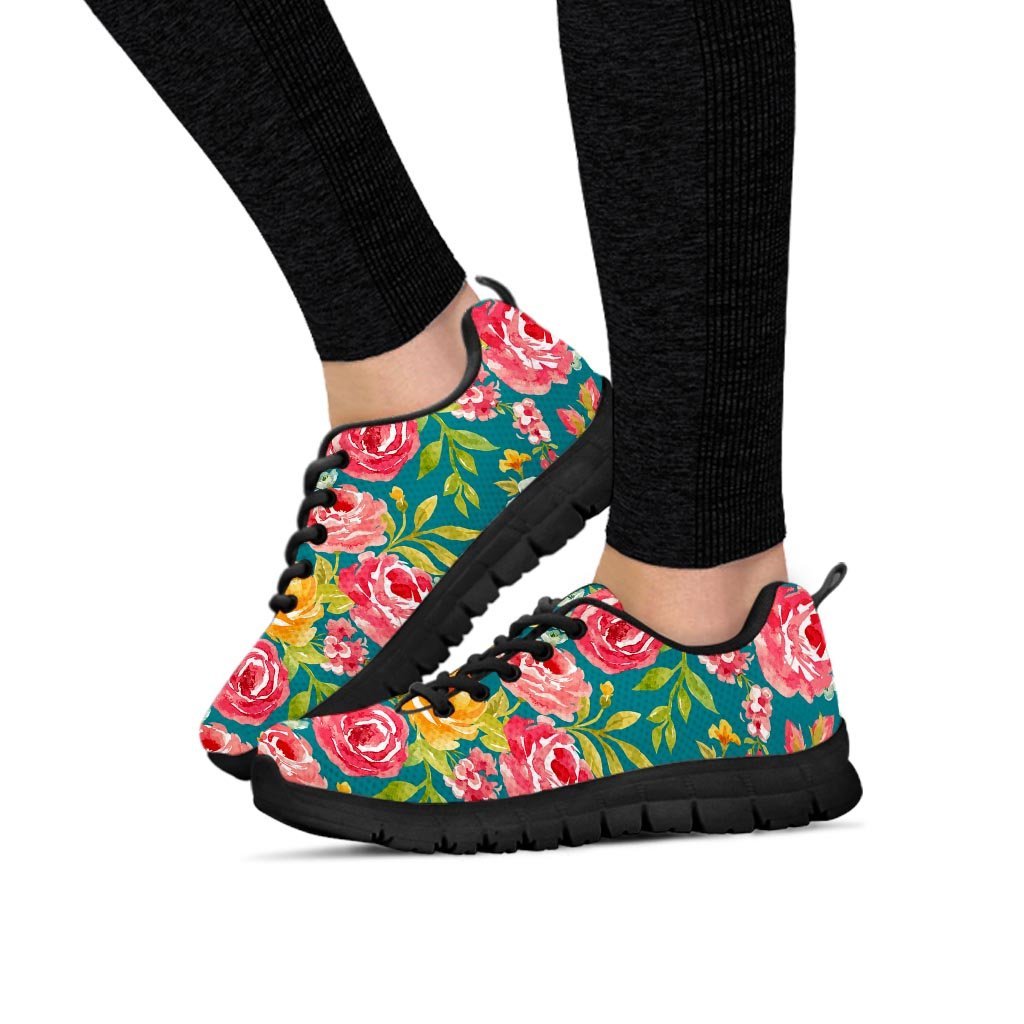 Colorful Rose Flower Women's Sneakers-grizzshop
