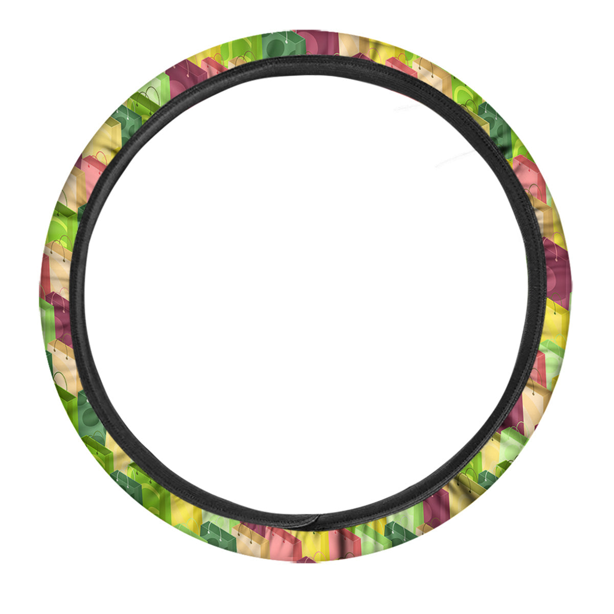 Colorful Shopping Bags Print Pattern Car Steering Wheel Cover-grizzshop