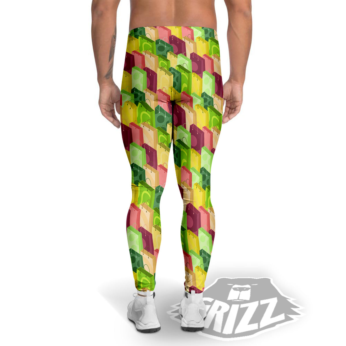 Colorful Shopping Bags Print Pattern Men's Leggings-grizzshop