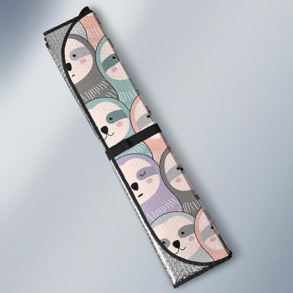 Colorful Sloth Pattern Print Car Sun Shade-grizzshop