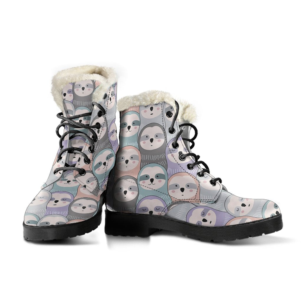 Colorful Sloth Pattern Print Comfy Winter Boots-grizzshop