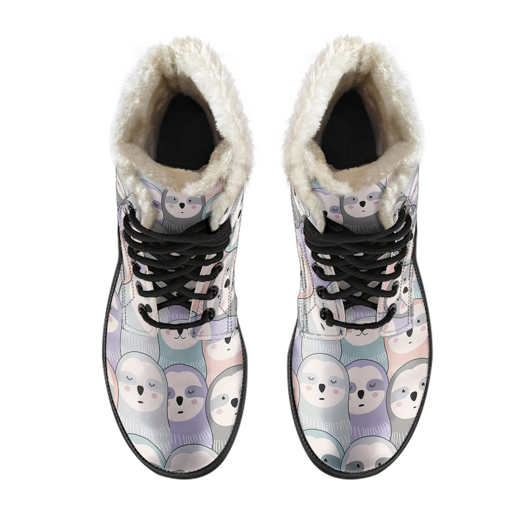 Colorful Sloth Pattern Print Comfy Winter Boots-grizzshop
