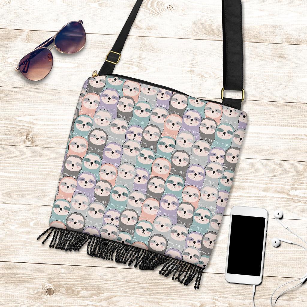 Colorful Sloth Pattern Print Crossbody Bags-grizzshop