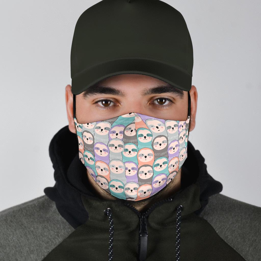 Colorful Sloth Pattern Print Face Mask-grizzshop