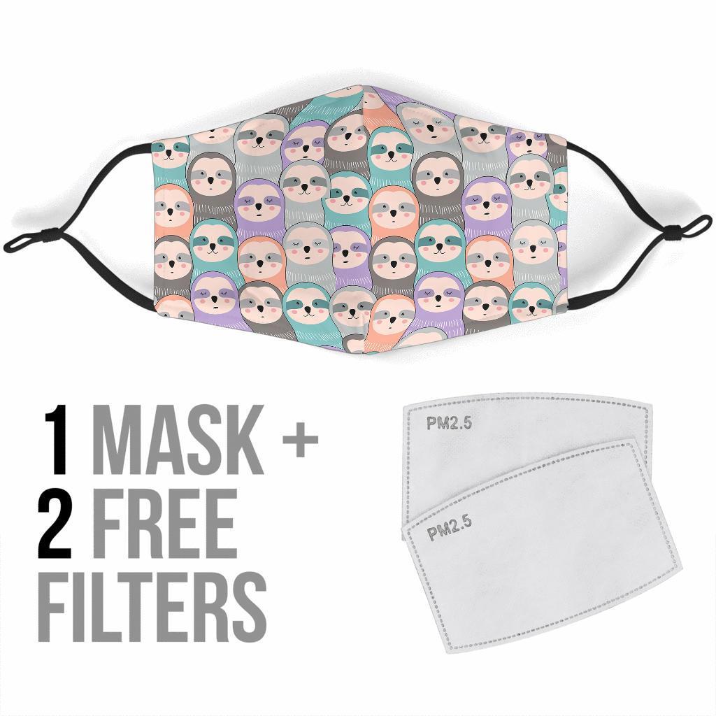 Colorful Sloth Pattern Print Face Mask-grizzshop
