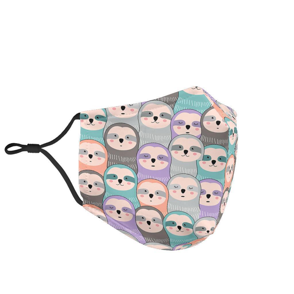 Colorful Sloth Pattern Print Face Mask-grizzshop