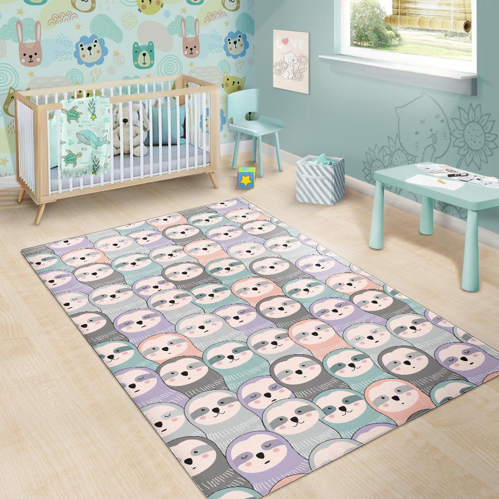 Colorful Sloth Pattern Print Floor Mat-grizzshop