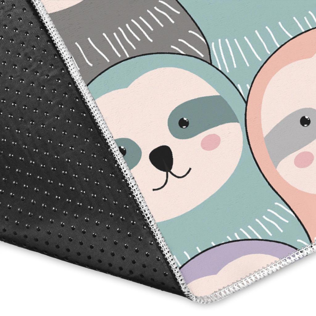 Colorful Sloth Pattern Print Floor Mat-grizzshop