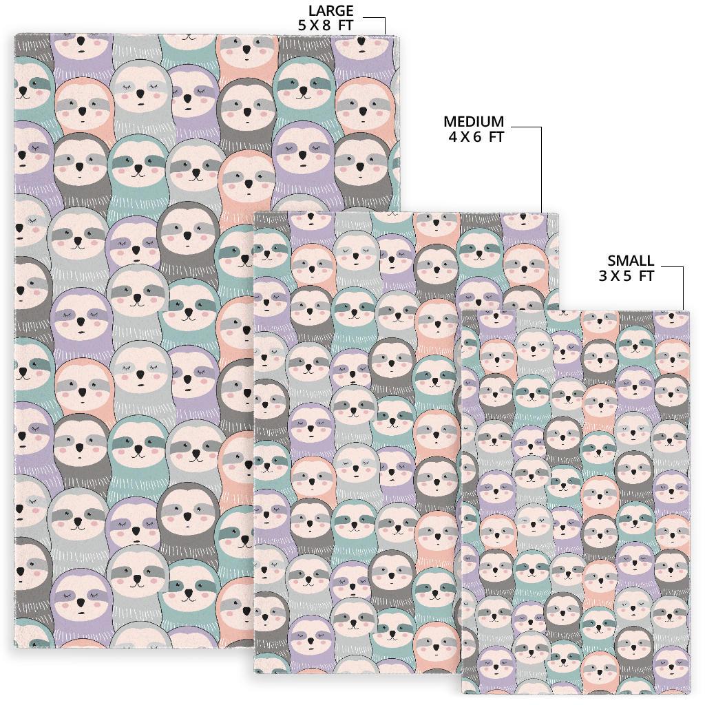 Colorful Sloth Pattern Print Floor Mat-grizzshop