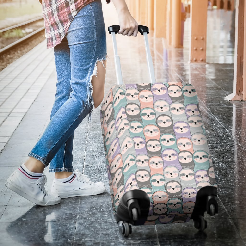 Colorful Sloth Pattern Print Luggage Cover Protector-grizzshop